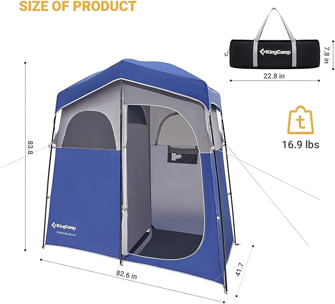KingCamp Shower Tent, Portable Privacy Tent Outdoor Camping 1/2 Room Toilet Tents with Shower Bag & Dressing Room for Travel Beach Tailgate