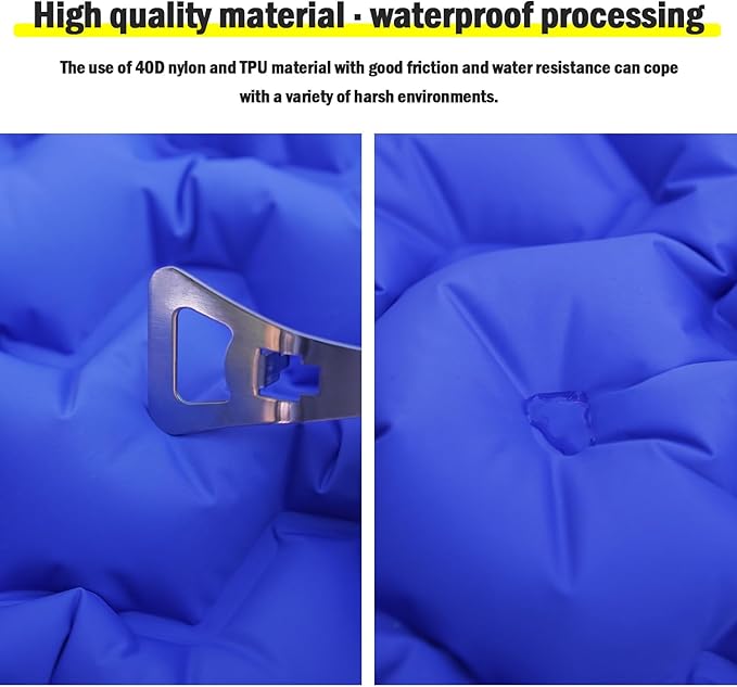 MOON LENCE Sleeping Pad for Camping, Inflatable Sleeping Mat Camping Mat with Pillow, Compact Ultralight Waterproof Camping Mattress for Backpacking, Hiking, Traveling (Azure)