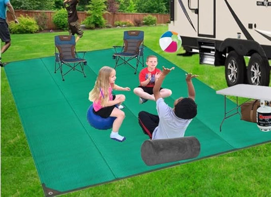 BalajeesUSA Outdoor Rug - 9x18 Green, rv Awning mat Reversible Recycled Plastic Straw mat Outdoor Patio Rugs Clearance Waterproof Large RV Camper Mats 7230