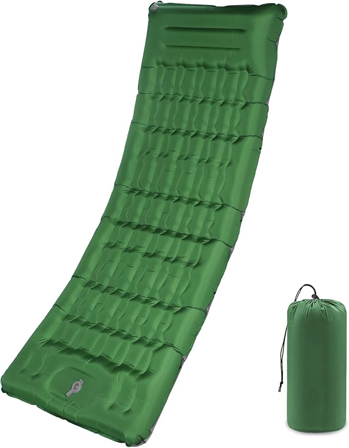 MINGPINHUIUS Camping Sleeping Pad with Pillow: Extra Thick 4.7 Inch Ultra-Light Self Inflating Air Mattress, Lightweight Compact Inflatable Sleep Mat for Backpacking, Hiking, Tent (Olive Green)