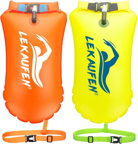 Swim Buoy for Open Water 2 Pack, 20L Swim Safety Float Waterproof Dry Bag for Swimmers Triathletes Kayakers Snorkelers, Swimming Pull Buoy for Safer Swim Training
