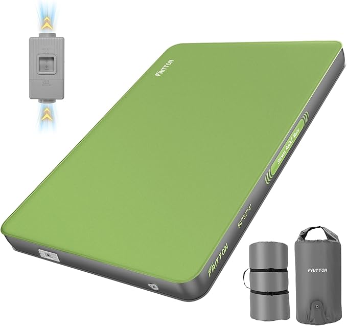 Self Inflating Sleeping Pad with Built-in Electric Pump, 4" Ultra Thick Memory Foam Double Camping Mattress, Fast Deflating Camping Sleeping Pad, 4 Season Insulated Sleeping Pad for Hiking, Tent, Car