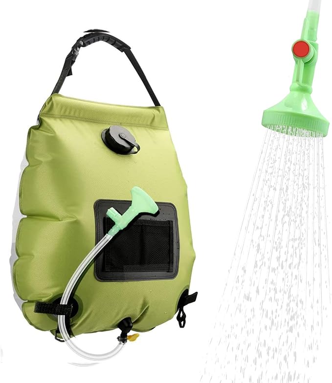 Solar Shower Bag, Solar Heating Camping Shower Bag, 5Gal(20L) Portable Camping Shower Bag, with Removable Hose and On-Off Switchable Shower Head, for Outdoor Traveling/Climbing/Hiking/Beach/Swimming