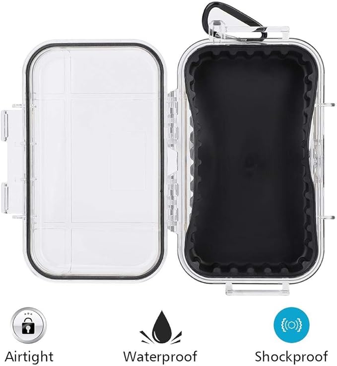 Plastic Waterproof Shockproof Box, Outdoor Survival Case, Floating Hard Shell Wet Dry Box, Marine Fishfinder Case - 4 Colors (Transparent)