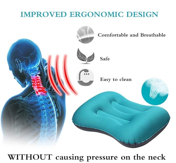 SUNYAO Ultralight Inflatable Camping Pillows - Compressible, Compact, Inflatable, Comfortable, Ergonomic Pillow for Neck & Lumbar Support While Camping,Backpacking,Hiking