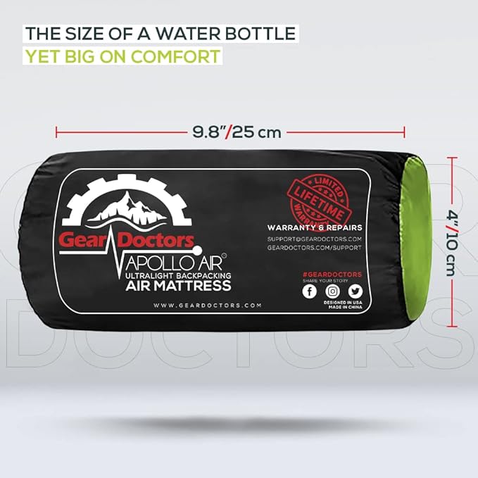 Gear Doctors® Sleeping Pad for Camping & Backpacking [Ultralight 25oz] - Sleeping Mat Camping - Ultralight Sleeping Pad - Inflatable Sleeping Pad for Camping - Camp Mattress Pad (5.2 R-Value) - Large