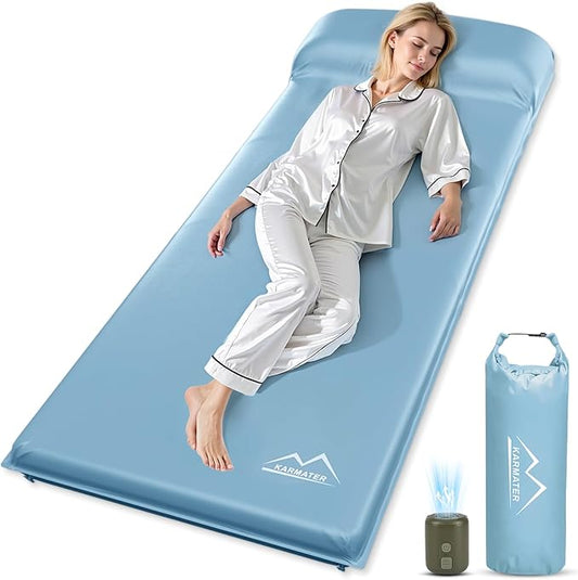 Self Inflatable Sleeping Pad, 3.1" Ultra-Thick Memory Foam Camping Pad，Fast Inflate & Deflate with Air Pump，Insulated Camping Mattress Pad for Travel, Camping, Backpacking and Hiking, All Season Use