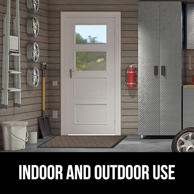 GORILLA GRIP 100% Waterproof All-Season WeatherMax Doormat, 72x24 Runner, Durable Natural Rubber, Stain and Fade Resistant, Low Profile, Indoor Outdoor Door Mats, Easy Clean Mat, Latte Quatrefoil