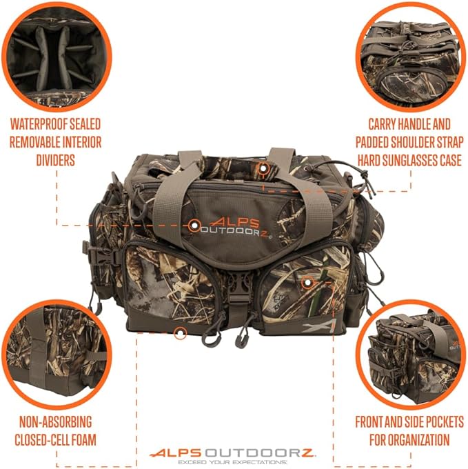 ALPS OutdoorZ Deluxe Floating Blind Bag - Waterproof Hunting Duffel Bag, with Removable Dividers, Thermos Sleeve & Padded Shoulder Strap
