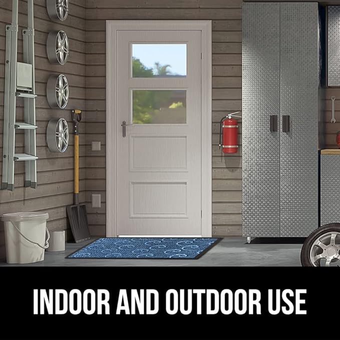 GORILLA GRIP 100% Waterproof All-Season WeatherMax Doormat, 72x24 Runner, Durable Natural Rubber, Stain and Fade Resistant, Low Profile, Indoor Outdoor Door Mats, Easy Clean Mat, Ocean Blue Waves