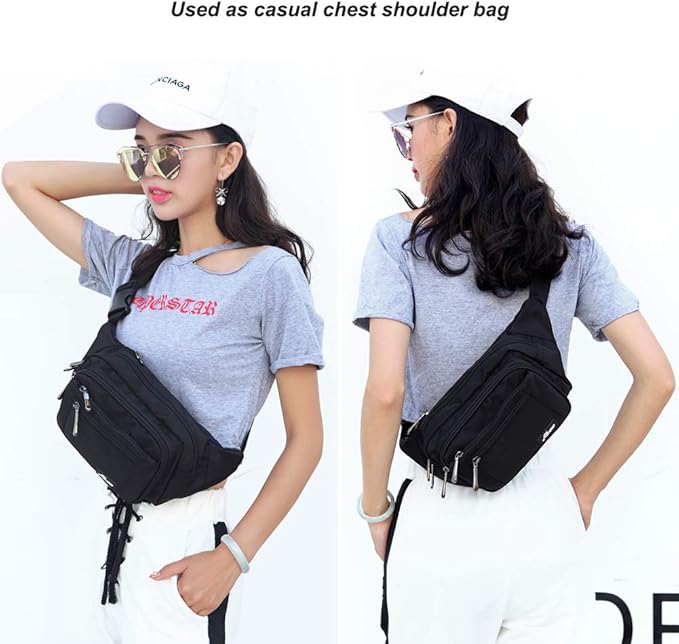 Fanny Pack for Men&Women Waterproof Waist Pack Bag Hip Bum Bag with Rain Cover Adjustable Strap for Sports Outdoors Workout Running Traveling Hiking Cycling Dog Walking Casual Fishing