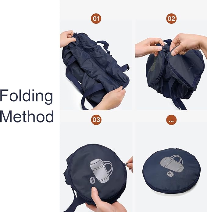 Small Gym Bag, Waterproof Overnight Weekender Bag with Capacity 25L Portable Shoulder Bag for Travel Sport Duffel Bag for Yoga Hiking Camping Trip (Navy)