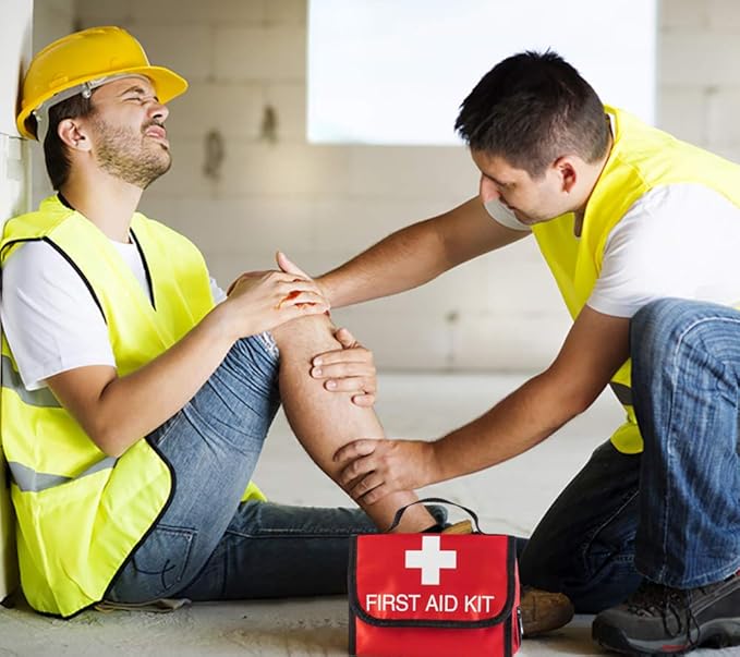 Aoutacc Nylon First Aid Empty Kit,Compact and Lightweight First Aid Bag for Emergency at Home, Office, Car, Outdoors, Boat, Camping, Hiking(Bag Only) (2 Pack Red Foldable)