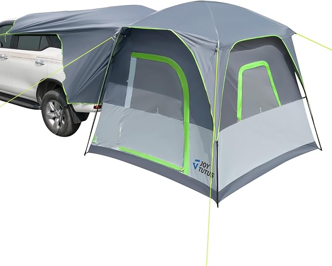 JOYTUTUS Dual-Use SUV Tent, SUV Camping Tent with Rainfly, Movie Screen and Four Steel Frame Poles, SUV Tailgate Tent with Awning Shade, Car Roof Canopy for SUV CUV Van