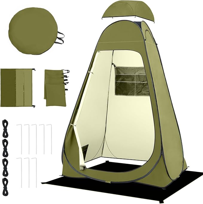 BRIAN & DANY Pop Up Shower Tent, Portable Privacy Camping Changing Tent, Camp Toilet Bathroom Pod with Rain Shelter & Windows, UPF 50+ & Waterproof, 47.2" x 47.2" x 74.8"