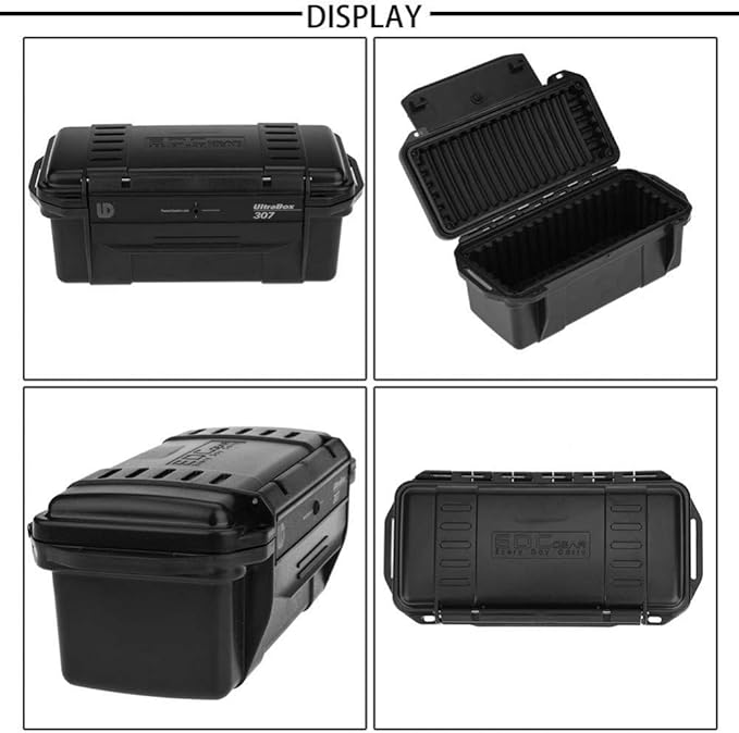 Tbest Outdoor Waterproof Shockproof Airtight Survival Box Storage Container Case Carry Box Black Dry Storage Box for Fishing Camping Hiking Outdoor Activities