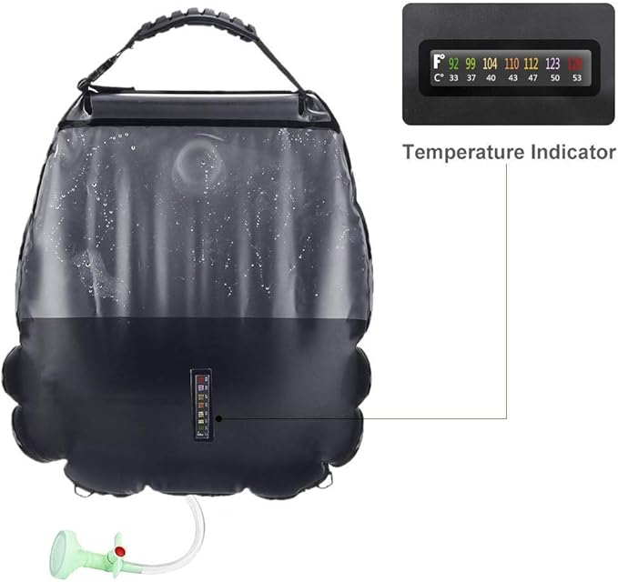 Solar Shower Bag | 5 Gal/20L Solar Heating Camping Shower Bag | Removable Hose | On-Off Switchable Shower Head | Ducha Portatil | Traveling Shower | Portable Shower for Beach Swimming, Hiking