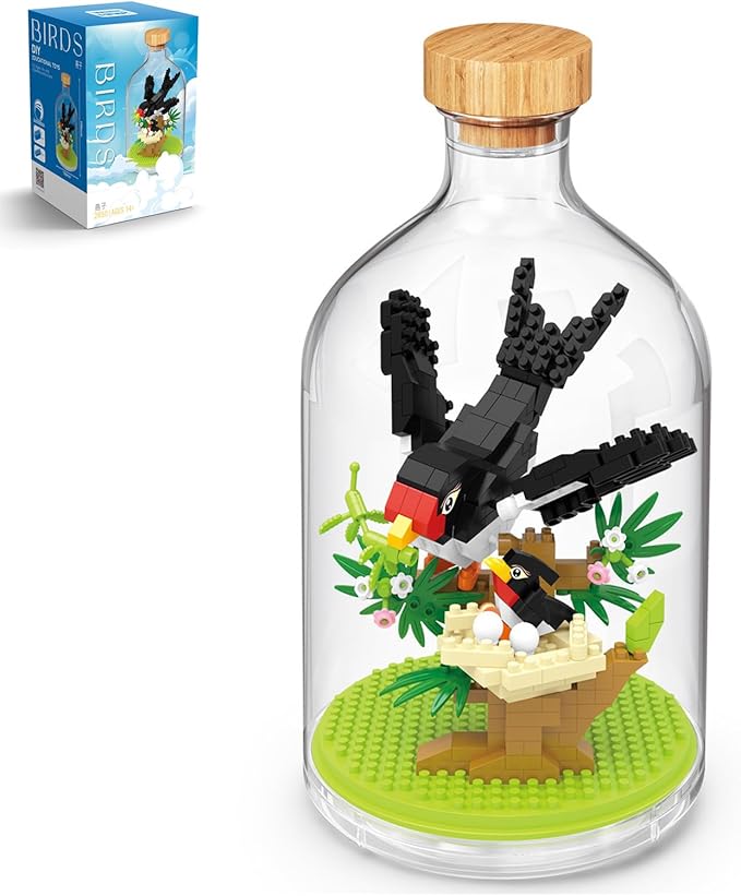 Thcbme Bird Animals Building Block Toy Set, Parrot, Swallow, Eagle, Creative Set To Build And Display, Compatible With Lego 6254100 Building Accessory, Great Gift For Kids With Ages 6+(Swallow 365pcs)