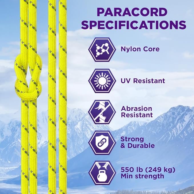 TECEUM Heavy Duty Rope 1000 – 1000ft / 200ft / 100ft / 50ft – 40+ Colors – Utility Rope for Survival & Camping Gear – Nylon String, Camping Rope, para Cord, Utility Nylon Rope, Tent Cord