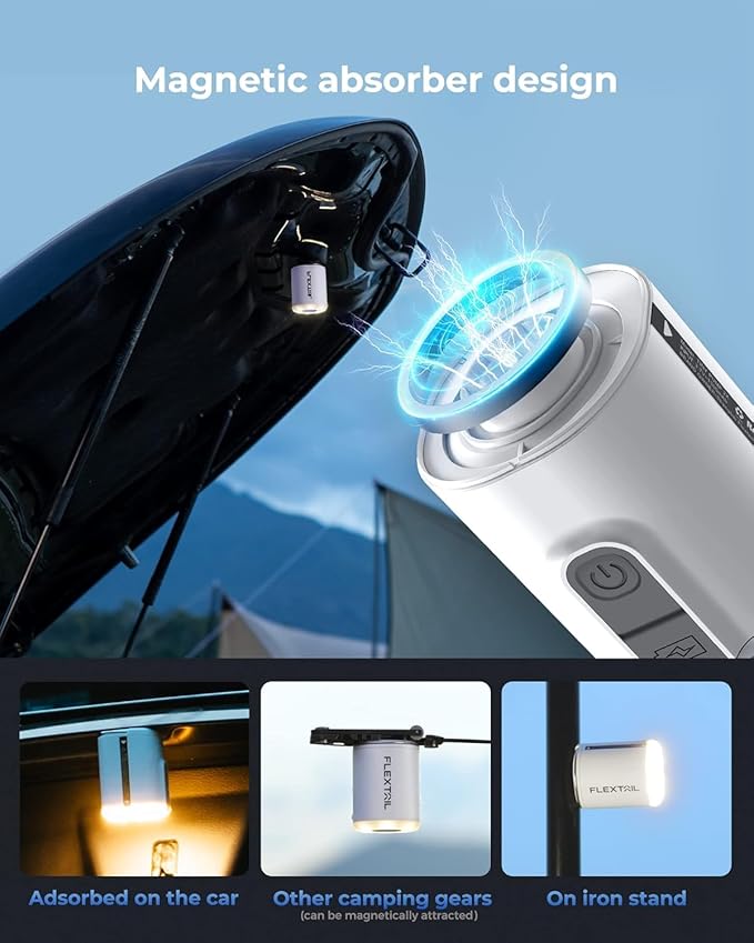 FLEXTAILGEAR Portable Air Pump with Camping Lantern Tiny Pump 2 / 2X 4kPa Air Pump for Inflatables Rechargeable Air Mattress Pump with Magnetic Design for Sleeping Pads, Pool Floats, Swimming Rings