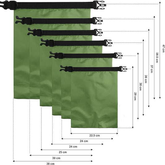 Shappy 6 Pcs Waterproof Dry Bag Set 6 Sizes Lightweight Sacks and Long Adjustable Shoulder Strap Outdoor Water Proof Keep Gear Dry Bag Stuff Sacks for Backpacking, Boating, Hiking, Camping (Green)