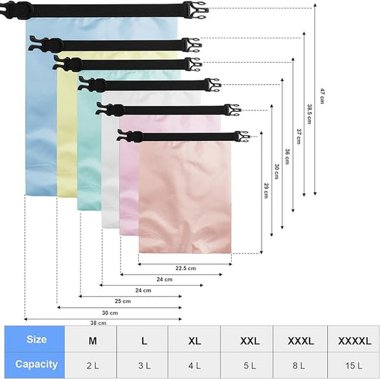 Shappy 12 Pcs Waterproof Dry Bag Set 6 Sizes Lightweight Sacks and Long Adjustable Shoulder Strap Outdoor Water Proof Keep Gear Dry Bag Stuff Sacks for Backpacking, Boating, Hiking, Camping (Macaron)