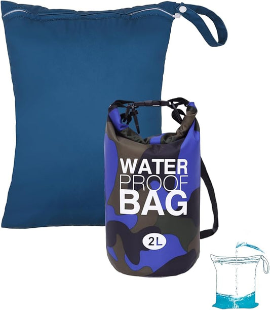 babygoal Waterproof Wet Bag and Dry Bag, Roll Top Waterproof 2L Backpack Sack for Travel,Swimming,Kayaking, Beach, Rafting, Boating, Hiking, Camping and Fishing 2WLL04-B