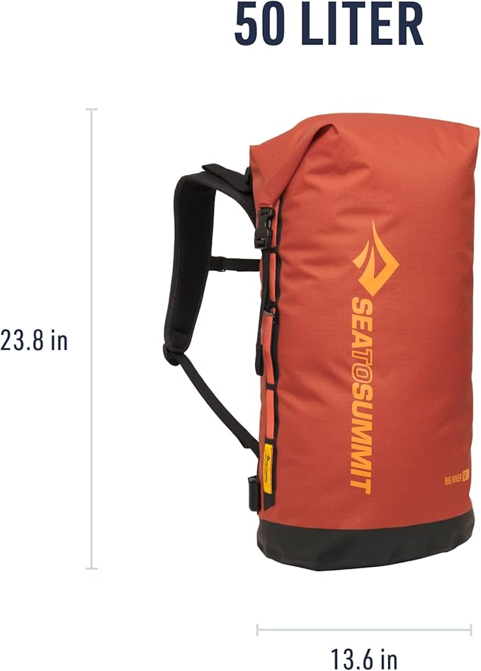 Sea to Summit Big River Dry Backpack with Adjustable Harness, 50 Liter, Picante Red