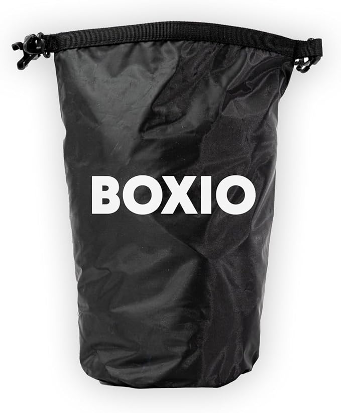 BOXIO - DRYBAG: 5L Waterproof Bag for Camping, Canoe, SUP, Boat & Outdoor - Food Safe Ice Bag Cool, Perfect Camping Accessory to Cool Shopping, black, Black, Black, Black