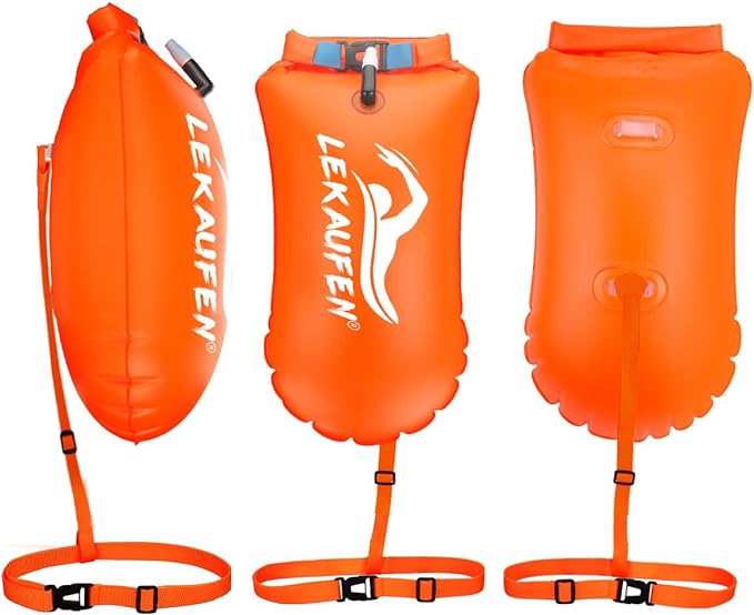 Swim Buoy for Open Water 2 Pack, 20L Swim Safety Float Waterproof Dry Bag for Swimmers Triathletes Kayakers Snorkelers, Swimming Pull Buoy for Safer Swim Training