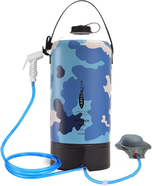 Portable Camping Shower Bag - 10L/2.2 Gallons 20/5 Gallons Solar Shower Water Bag with Foot Pump, Hose and Shower Head - Camp Shower for Camping, Beach, Travel, Outdoor Activities