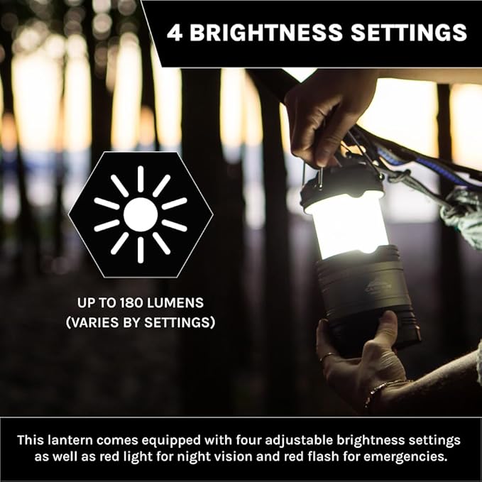 Cascade Mountain Tech Pop-Up IPX4 Water-Resistant LED Lantern with 4 Light Modes - 3 Pack
