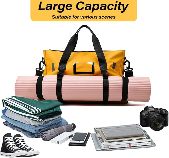 Gym Bag for Women, Yoga Mat Bag with Shoes Compartment & Wet Dry Pockets & Adjustable Yoga Mat Holder