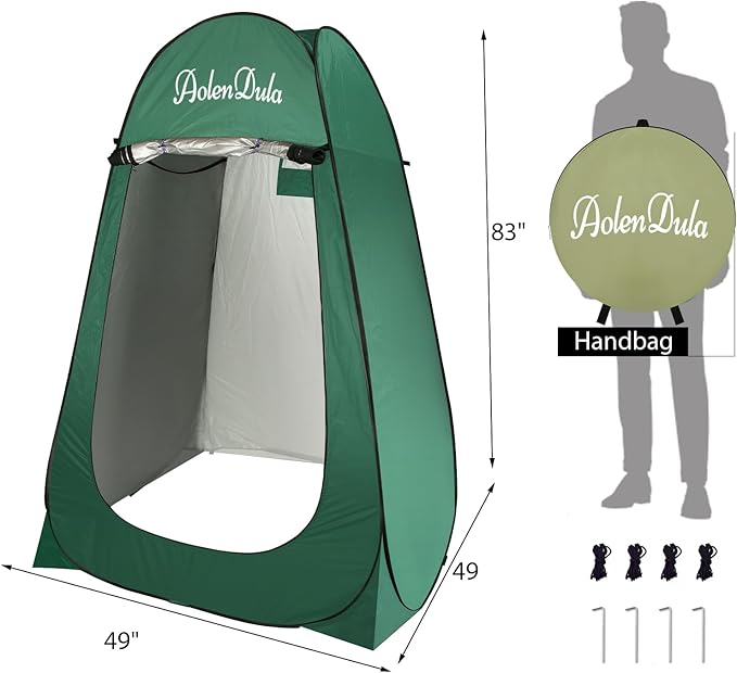 Pop Up Privacy Tent - 3000mm Waterproof Instant Changing Room for Camping/Beach, Portable Shower Shelter with Carry Bag & Stakes (6.5lbs Lightweight)