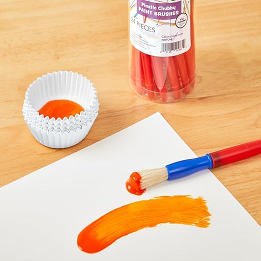 Colorations® Best Value Plastic Handle Brushes - Set of 24 - Crafts for Kids, Painting for Kids, Bulk Paintbrushes, Paintbrush Value Pack, Brush Set