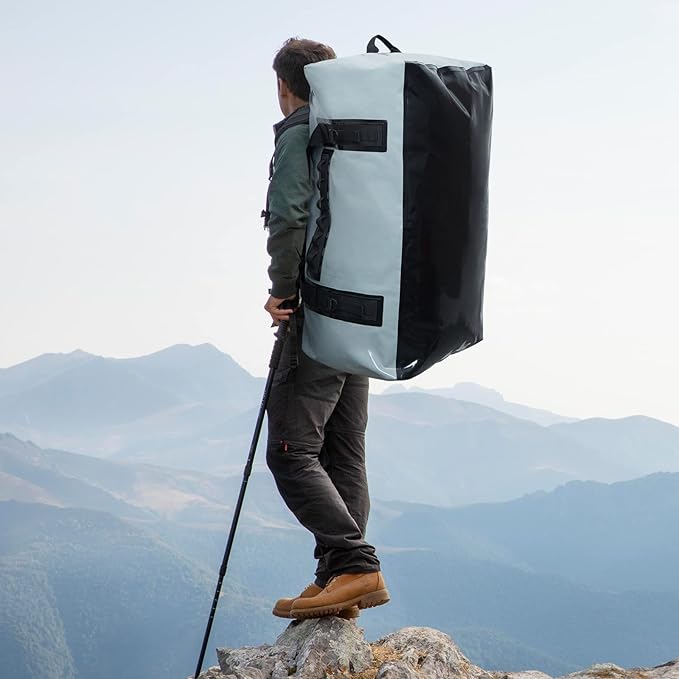 Buffalo Gear 150L Waterproof Duffel Bag Large Adventure Bag Heavy Duty Duffle Dry Bag for Travel, Waterproof Duffle Backpack for Boating Motorcycle Camping Kayaking