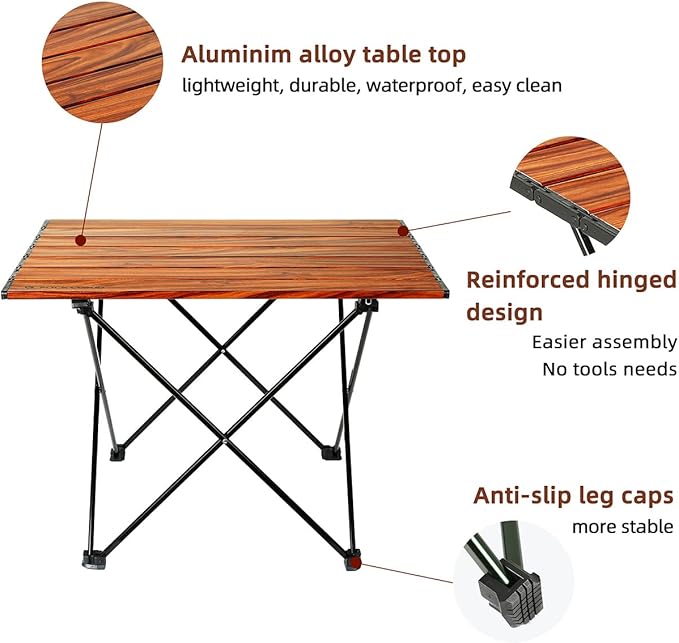 ROCK CLOUD Portable Camping Table Ultralight Aluminum Camp Table Folding Beach Table for Camping Hiking Backpacking Outdoor Picnic, Size M