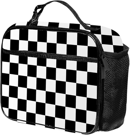 Checkered Lunch Bag Reusable Insulated Lunch Box Keep Food Cooler Thermal Lunch Tote for Women Men
