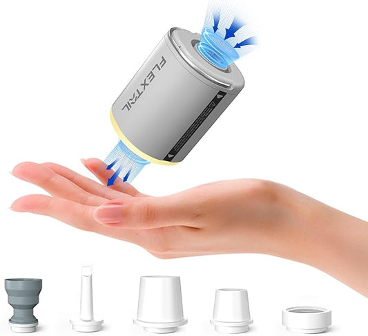 FLEXTAILGEAR Portable Air Pump with Camping Lantern Tiny Pump 2 / 2X 4kPa Air Pump for Inflatables Rechargeable Air Mattress Pump with Magnetic Design for Sleeping Pads, Pool Floats, Swimming Rings