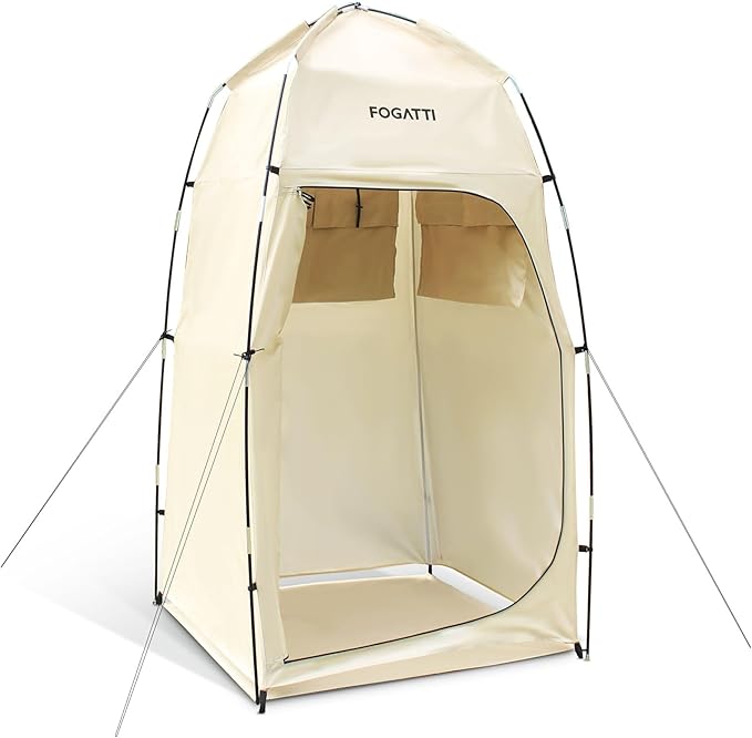 FOGATTI Portable Camping Shower Tent with Floor, 6.9 FT Extra Tall Shelter with 3 Internal Pockets and Carry Bag, Outdoor Privacy Tent for Shower Changing Dressing, Wind-Proof, Oversize, Easy Set Up