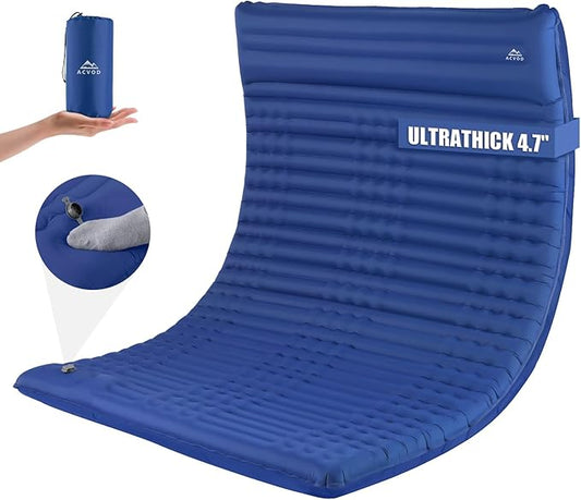 Double Sleeping Pad, Self Inflating 4.7'' Extra Thick for 2 Person Built-in Pump, Portable Camping Mattress Sleeping Mat for Backpacking Hiking Tent Travel