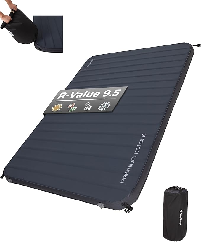 KingCamp Self Inflating Sleeping Pad for Camping Ultra Thick Double Single Foam Mattress High R Value Camping Air Pad Mat, Multi Colors & Sizes