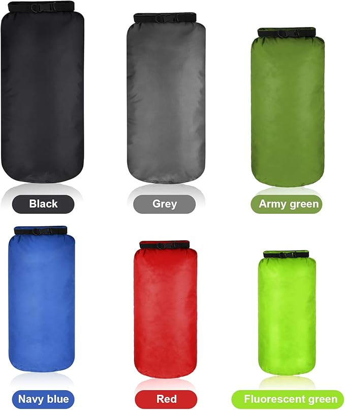 Shappy 6 Pcs Waterproof Dry Bag Set 6 Size Lightweight Sack and Long Adjustable Shoulder Strap 20/15/10/8/5/3l Outdoor Keep Gear Stuff Sack for Backpacking Boating Hiking Camping