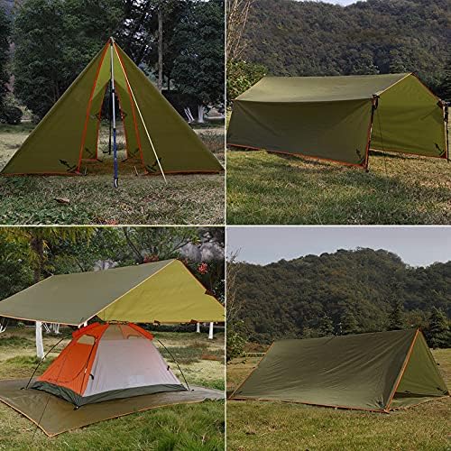 FREE SOLDIER Waterproof Portable Tarp Multifunctional Outdoor Camping Traveling Awning Backpacking Tarp Shelter Rain Tarps (Simplify Brown 10×10.5ft)