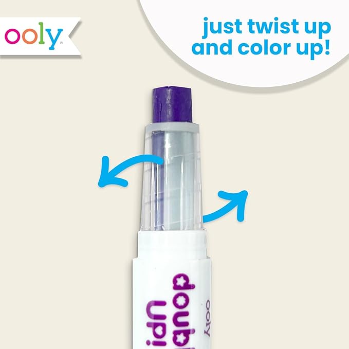 Ooly Double Sided Set of 6 Crayons, 12 Total Colors, Non Toxic, Water Soluble Twistable Crayons in Plastic Tubes to Prevent Breaking and Messes