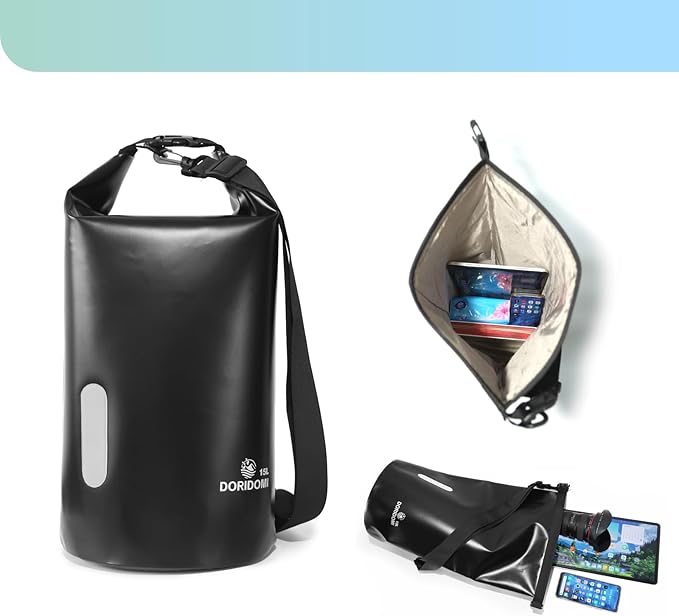 Faraday Bags - Black 15L Waterproof EMP Protection Faraday Dry Bag with RFID Signal Blocking Shield