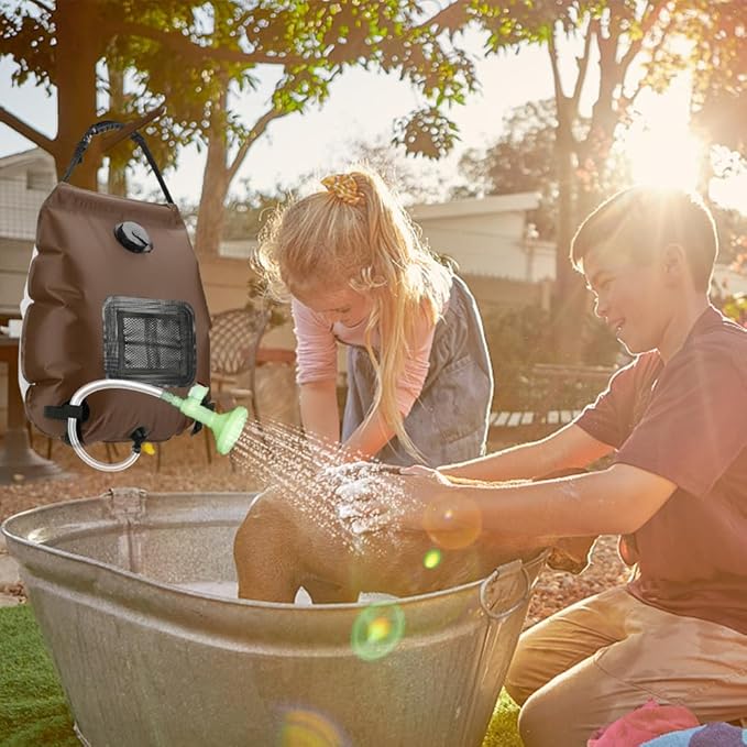 Solar Shower Bag | 5 Gal/20L Solar Heating Camping Shower Bag | Removable Hose | On-Off Switchable Shower Head | Ducha Portatil | Traveling Shower | Portable Shower for Beach Swimming, Hiking