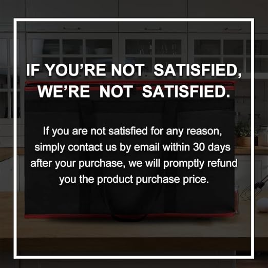 Bodaon Insulated Food Delivery Bag - Hot & Cold Meal Carrier, Catering/Doordash Pizza Warmer, Grocery Tote, Cooler Bag for Parties (Black-Red, 1Pk)