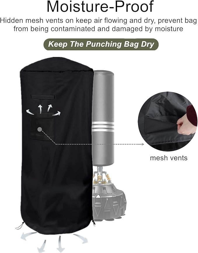Falezern Freestanding Punching Bag Protective Cover, Adjustable Thickened Heavy Duty, Waterproof for Outdoor Boxing