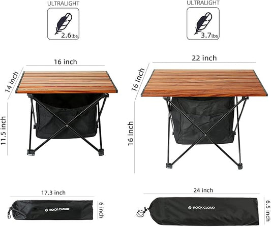 ROCK CLOUD Portable Camping Table Ultralight Aluminum Camp Table with Storage Bag Folding Beach Table for Camping Hiking Backpacking Outdoor Picnic, Size M